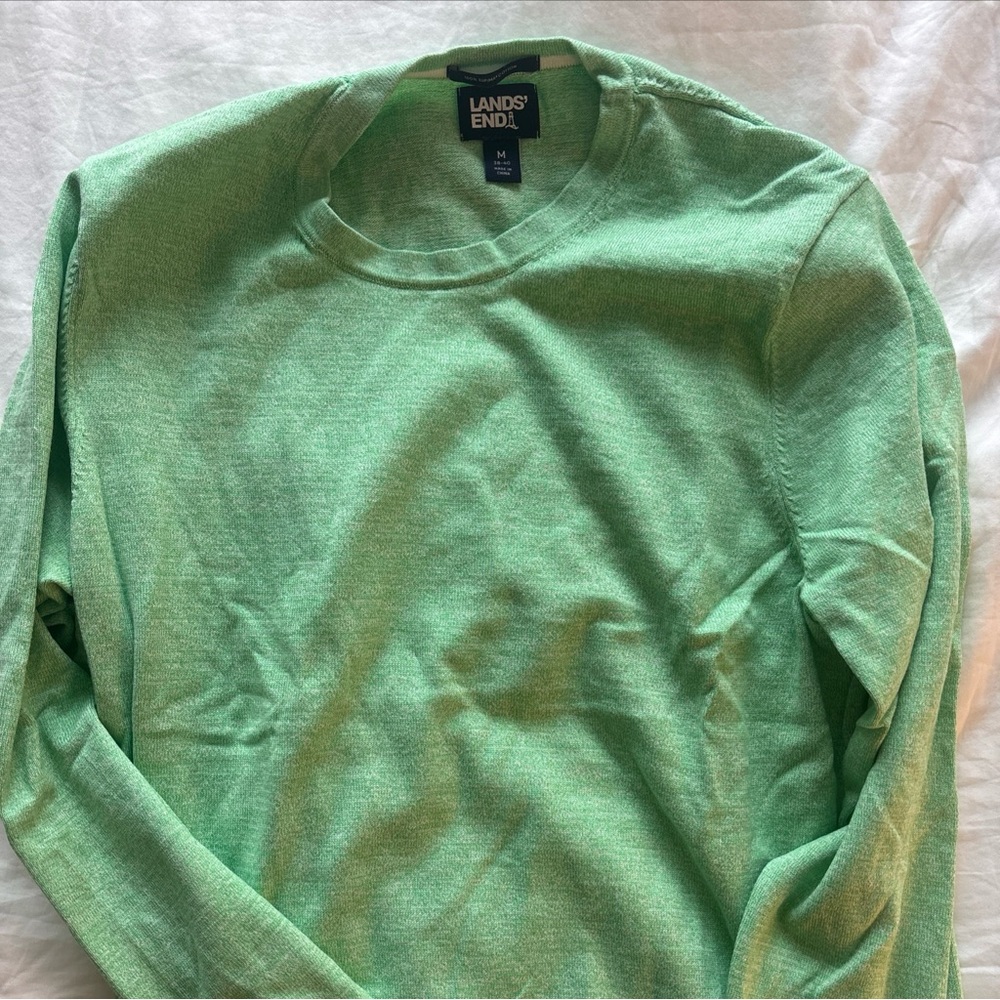 Lands End Men’s Medium Sweater Green Cotton